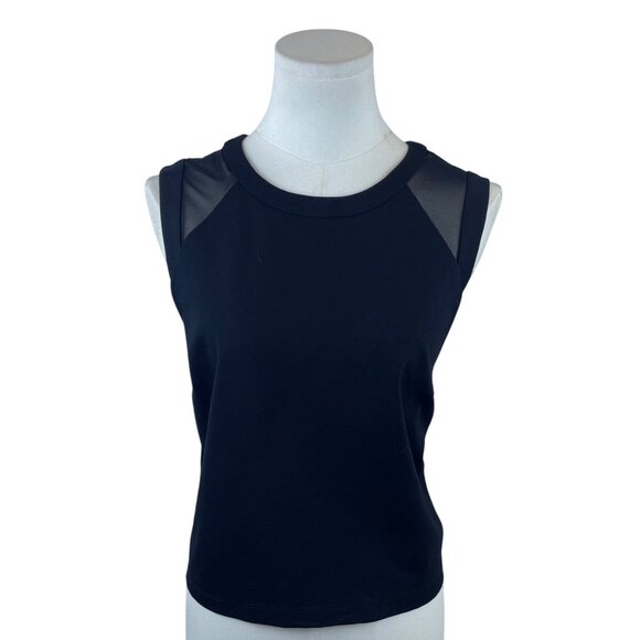 Banana Republic Womens Black Sleeveless Mesh Contrast Back Zip Blouse Size M - Picture 1 of 7